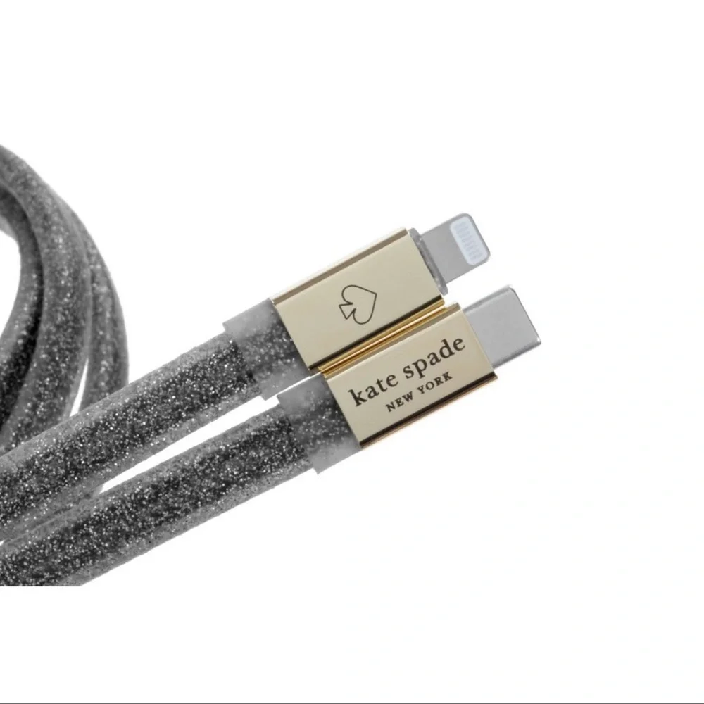 Kate Spade Black/Gold Lightening USB-C Jelly Cable - Picture 3 of 8